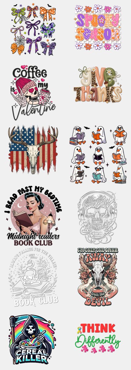 Halloween DTF Transfers Gang Sheet – 13 | 12 Designs Ready to Press