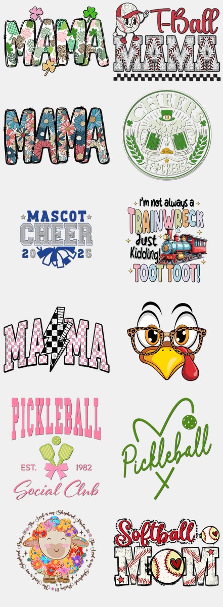 Mother's Day DTF Transfers Gang Sheet – 06 | 12 Designs Ready to Press