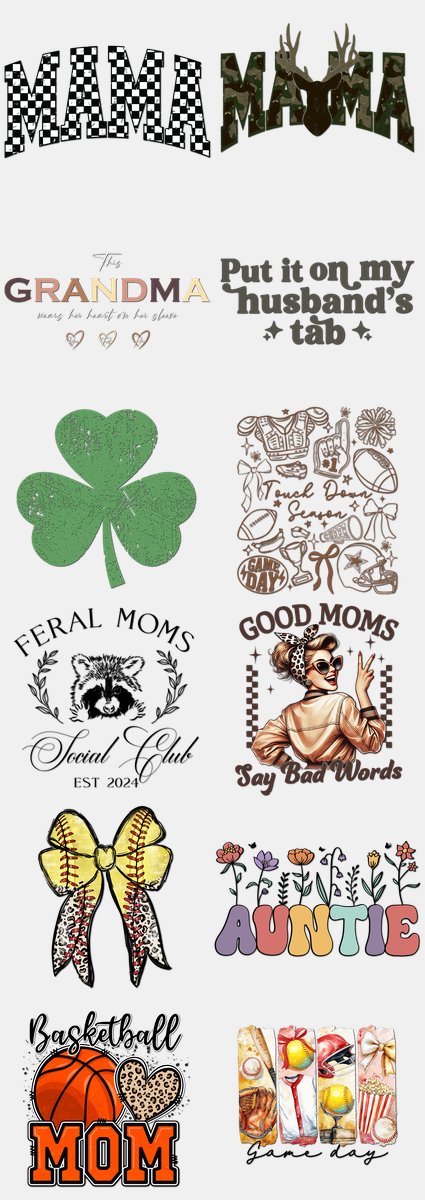 Mother's Day DTF Transfers Gang Sheet – 08 | 12 Designs Ready to Press