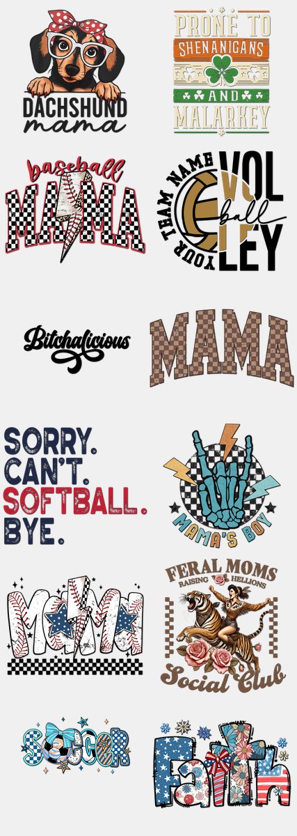 Mother's Day DTF Transfers Gang Sheet – 11 | 12 Designs Ready to Press