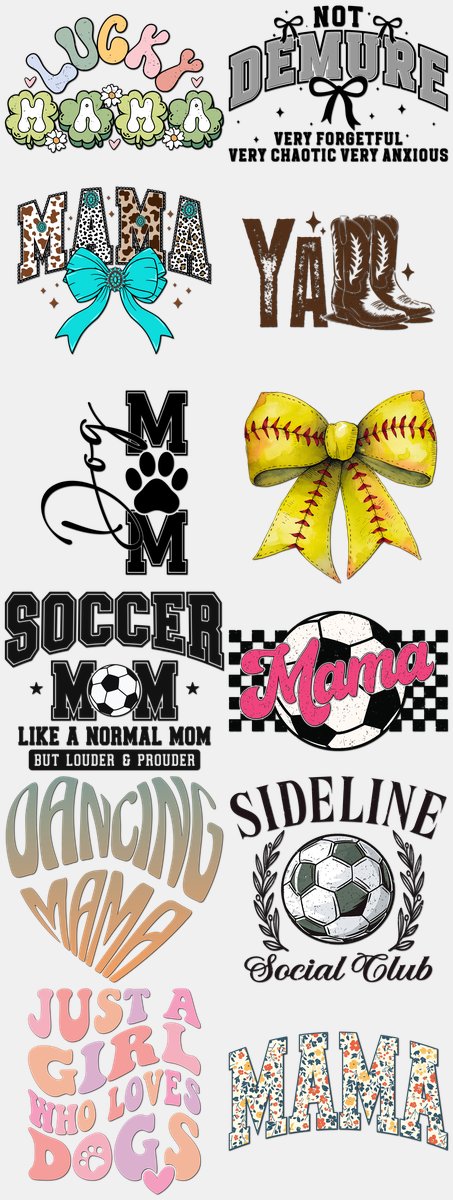 Mother's Day DTF Transfers Gang Sheet – 12 | 12 Designs Ready to Press