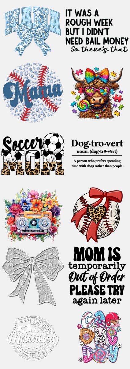 Mother's Day DTF Transfers Gang Sheet – 14 | 12 Designs Ready to Press