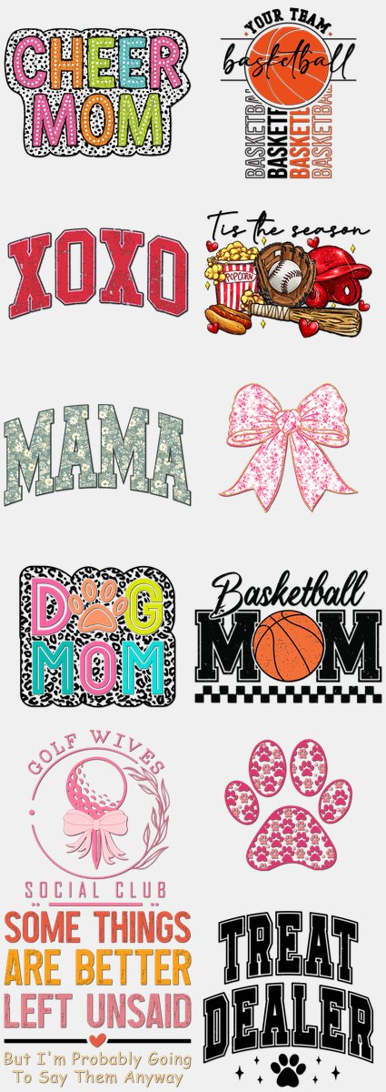 Mother's Day DTF Transfers Gang Sheet – 15 | 12 Designs Ready to Press