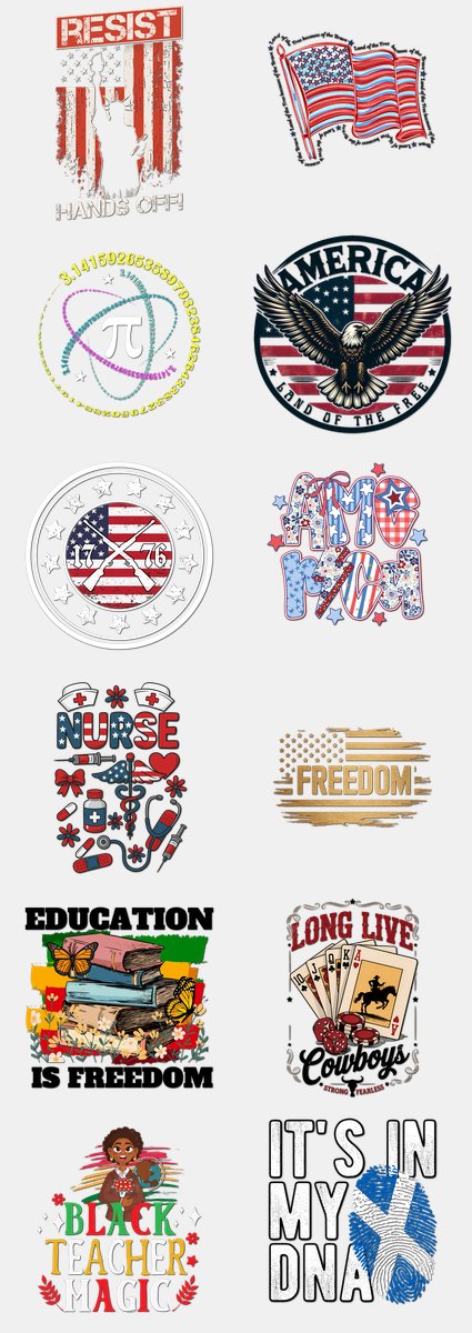 Patriotic DTF Transfers Gang Sheet – 15 | 12 Designs Ready to Press