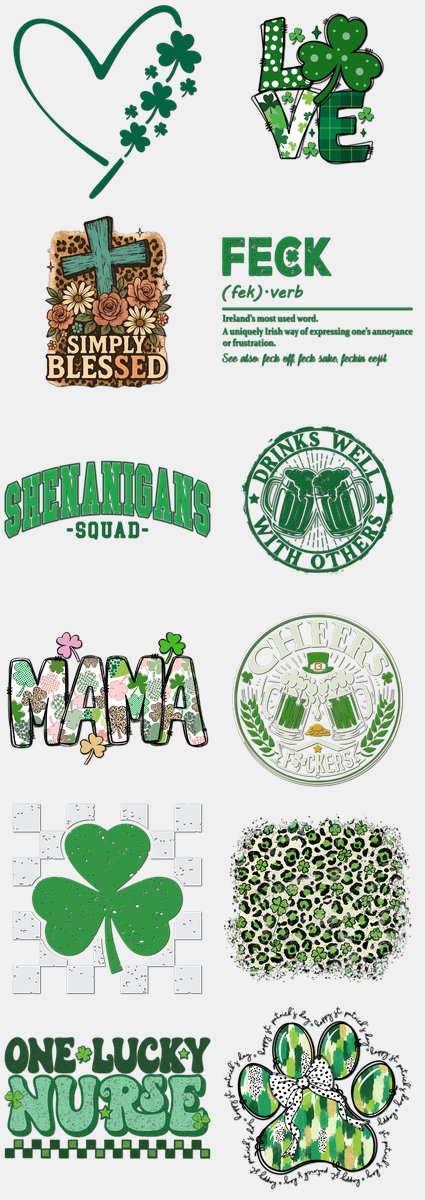 St. Patrick's Day DTF Transfers Gang Sheet – 01 | 12... — DTF Transfer