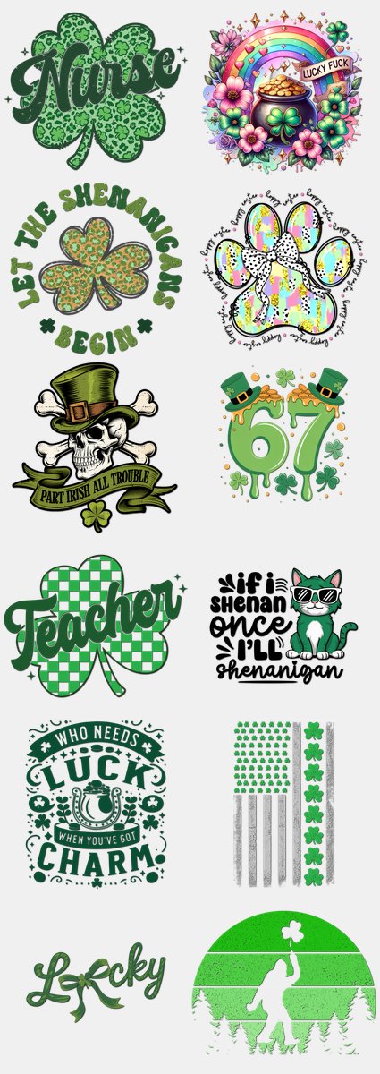 St. Patrick's Day DTF Transfers Gang Sheet – 09 | 12... — DTF Transfer