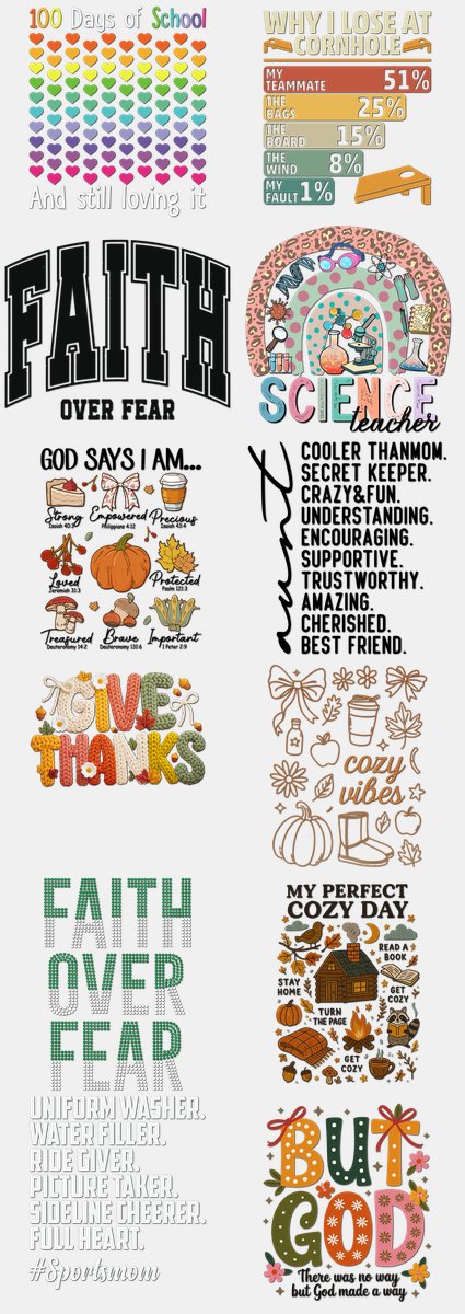 Thanksgiving DTF Transfers Gang Sheet – 07 | 12 Designs Ready to Press