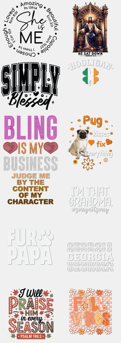 Thanksgiving DTF Transfers Gang Sheet – 09 | 12 Designs Ready to Press