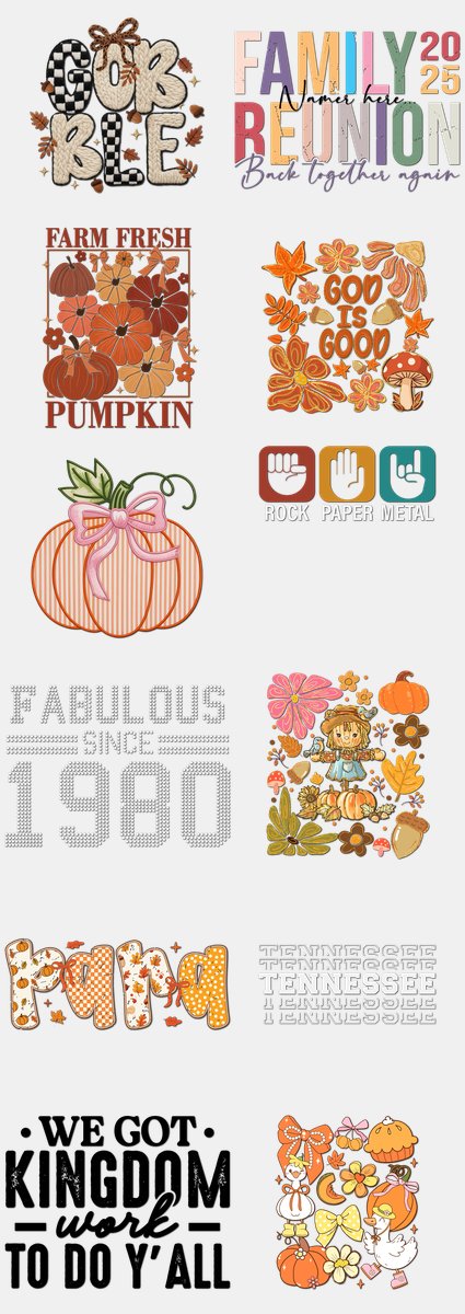 Thanksgiving DTF Transfers Gang Sheet – 11 | 12 Designs Ready to Press