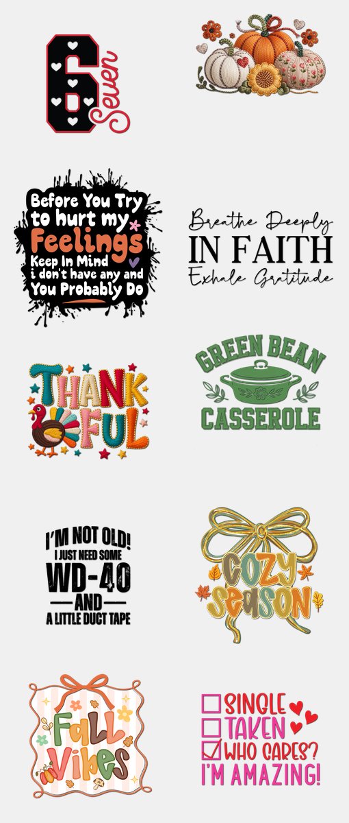 Thanksgiving DTF Transfers Gang Sheet – 16 | 10 Designs Ready to Press