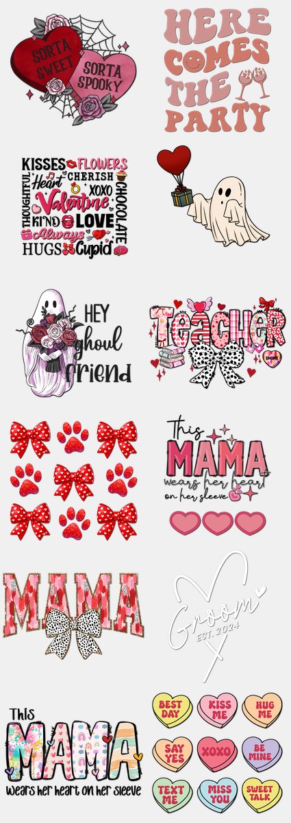 Valentine's Day DTF Transfers Gang Sheet – 03 | 12 D... — DTF Transfer