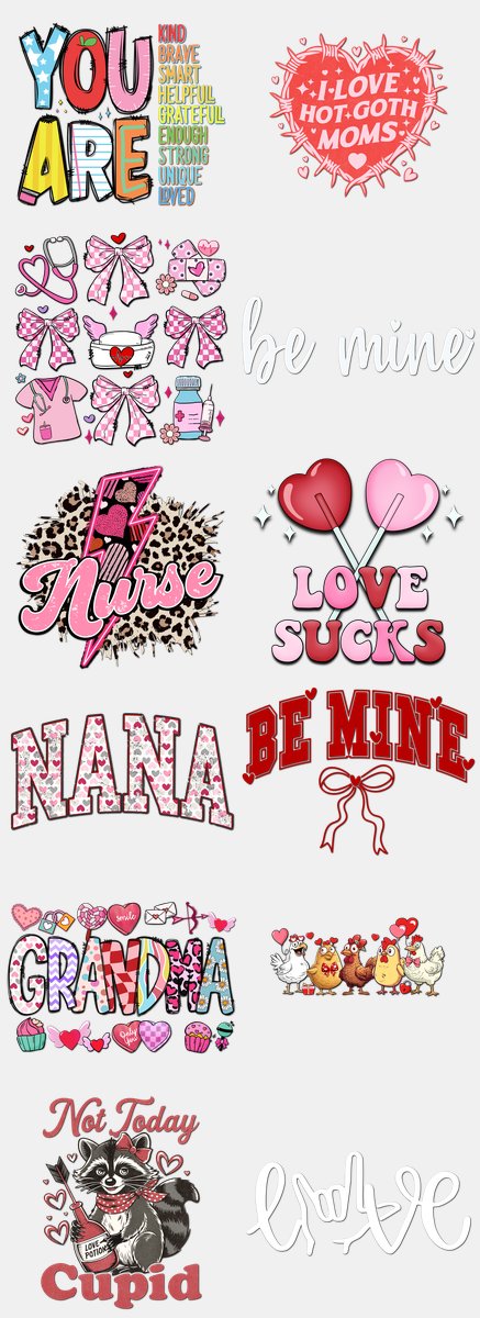 Valentine's Day DTF Transfers Gang Sheet – 07 | 12 D... — DTF Transfer