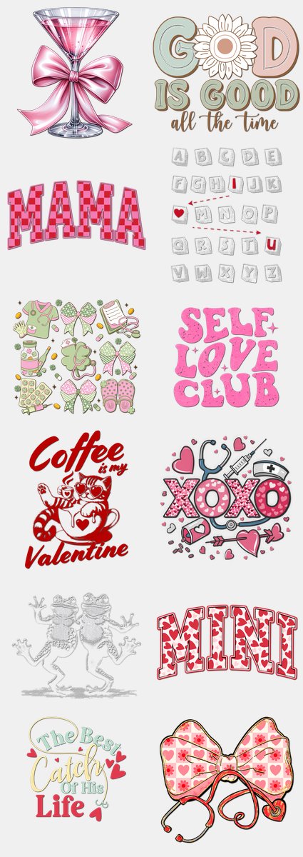 Valentine's Day DTF Transfers Gang Sheet – 08 | 12 D... — DTF Transfer