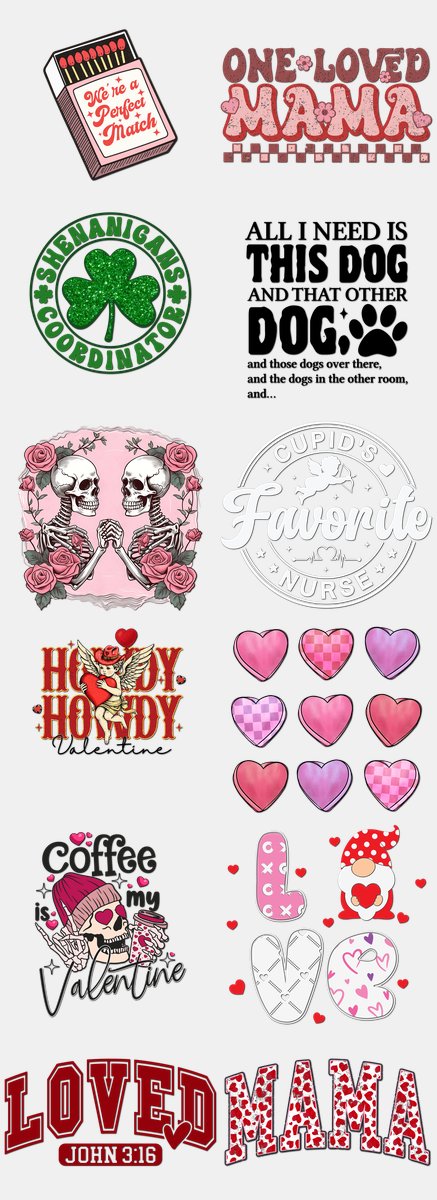 Valentine's Day DTF Transfers Gang Sheet – 09 | 12 D... — DTF Transfer