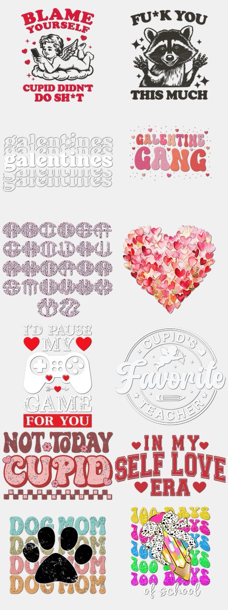 Valentine's Day DTF Transfers Gang Sheet – 10 | 12 D... — DTF Transfer