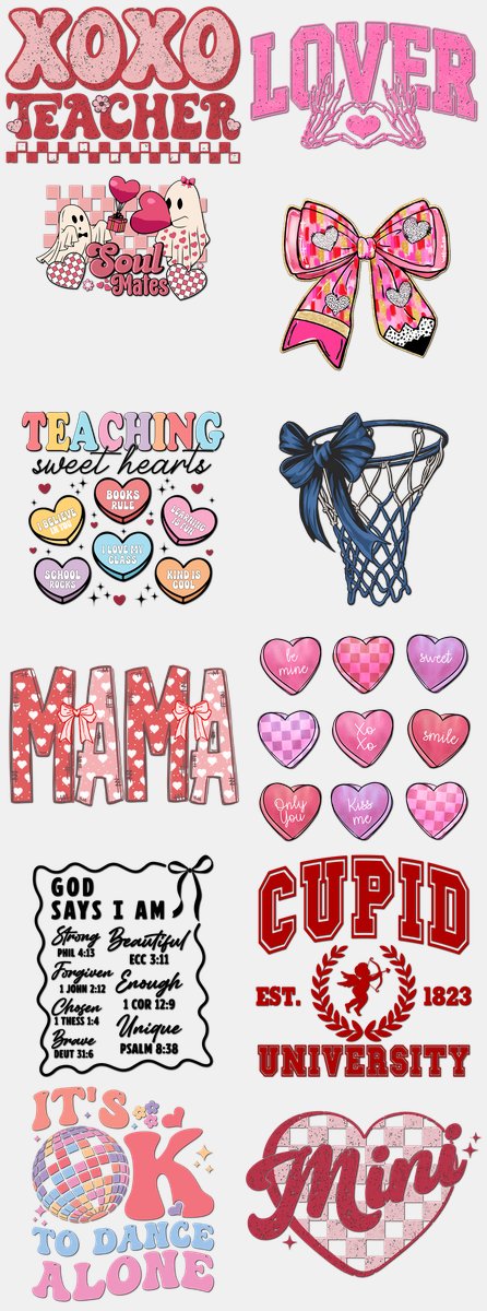 Valentine's Day DTF Transfers Gang Sheet – 11 | 12 D... — DTF Transfer