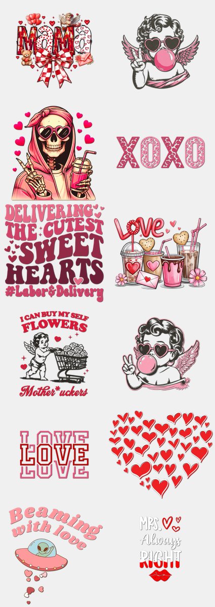 Valentine's Day DTF Transfers Gang Sheet – 13 | 12 D... — DTF Transfer
