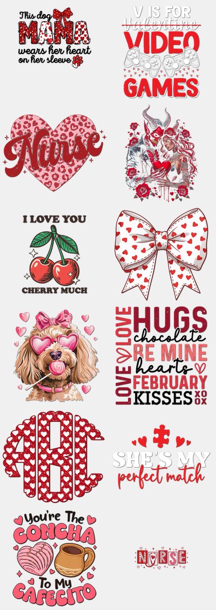 Valentine's Day DTF Transfers Gang Sheet – 14 | 12 D... — DTF Transfer