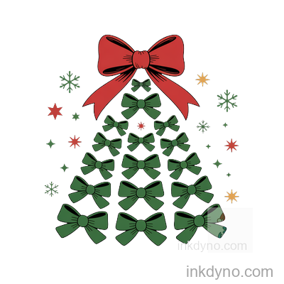 Preppy Coquette Bows , Tree DTF Transfer – Ready to Press (Christmas)