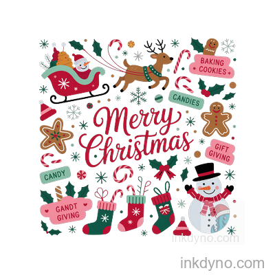 Festive Merry Christmas Dtf Design For Holiday Cheer — DTF Transfer