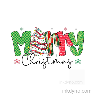 Preppy Merry , Tree Cake DTF Transfer – Ready to Press (Christmas)