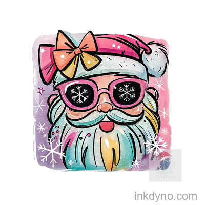 Preppy Santa Clause Png, Glitter Santa Claus Design,