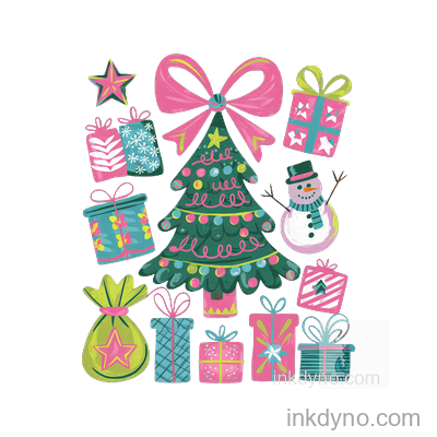 Preppy Tree , Preppy Merry DTF Transfer – Ready to Press (Christmas)