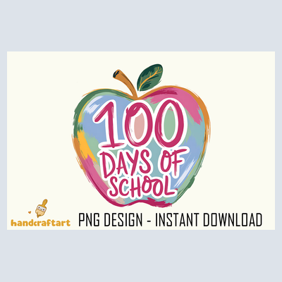 100 Days of School Colorful Apple - DTF Transfer