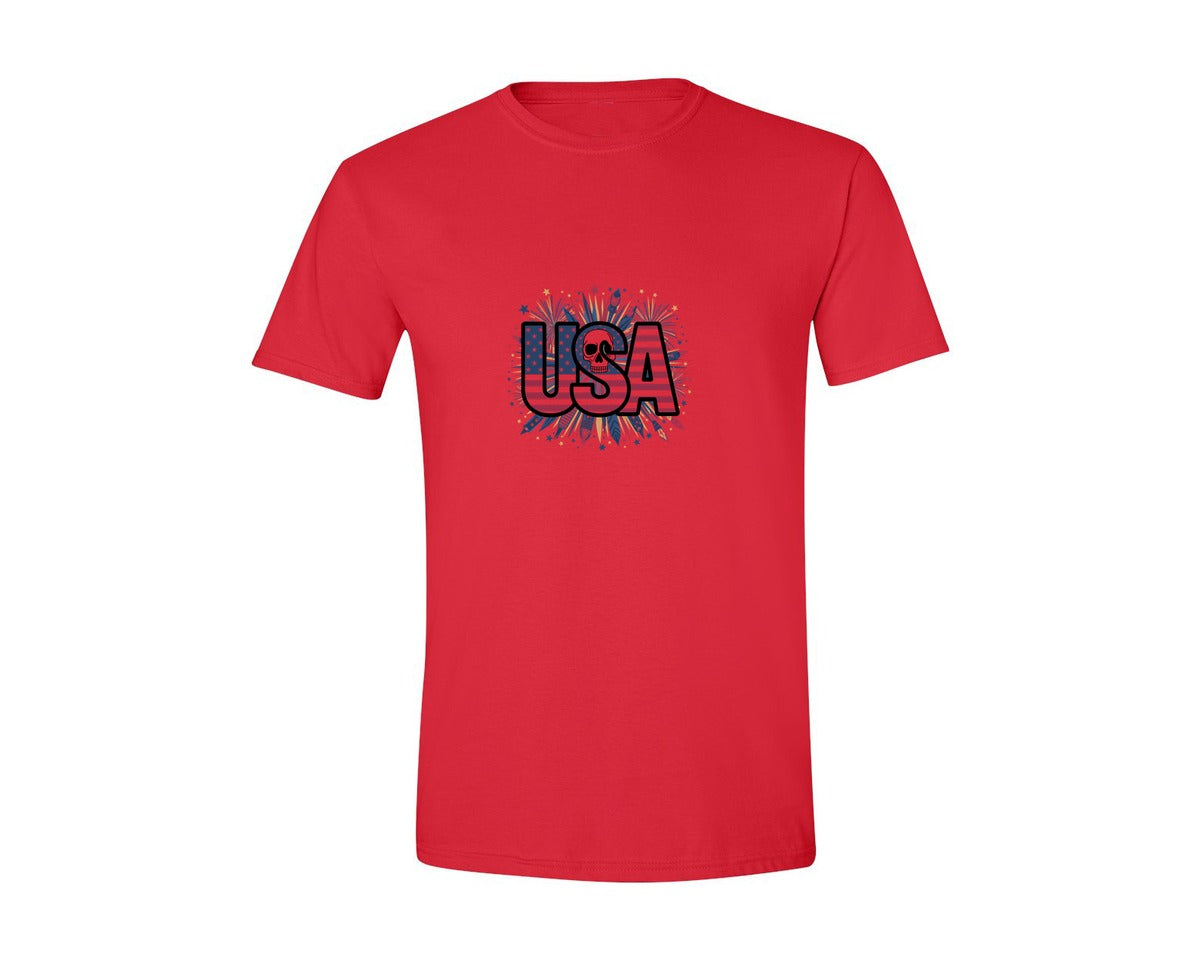 brand:Generic|color:Red|Usa Skull Fireworks 4Th Of July T Shirt 2 Graphic T-Shirt
