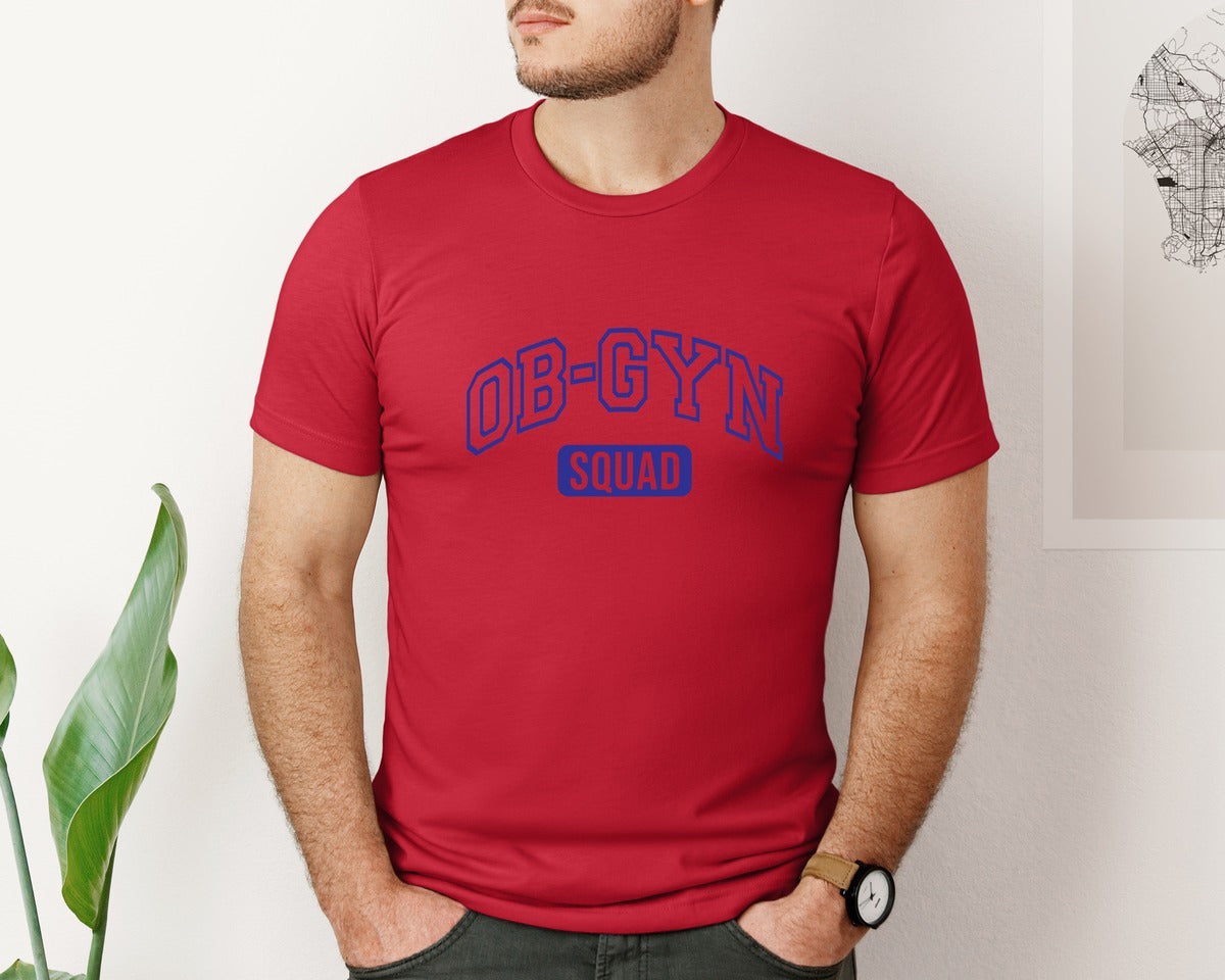 brand:Bella Canvas|color:Red|Ob Gyn Onc Squad At Your Cervix Graphic T-Shirt