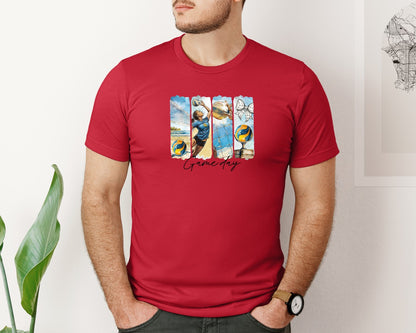 brand:Bella Canvas|color:Red|Volleyball Game Day 3 Graphic T-Shirt