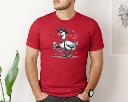 brand:Bella Canvas|color:Red|This Goose Is Loose Red White Blue Shirt Graphic T-Shirt