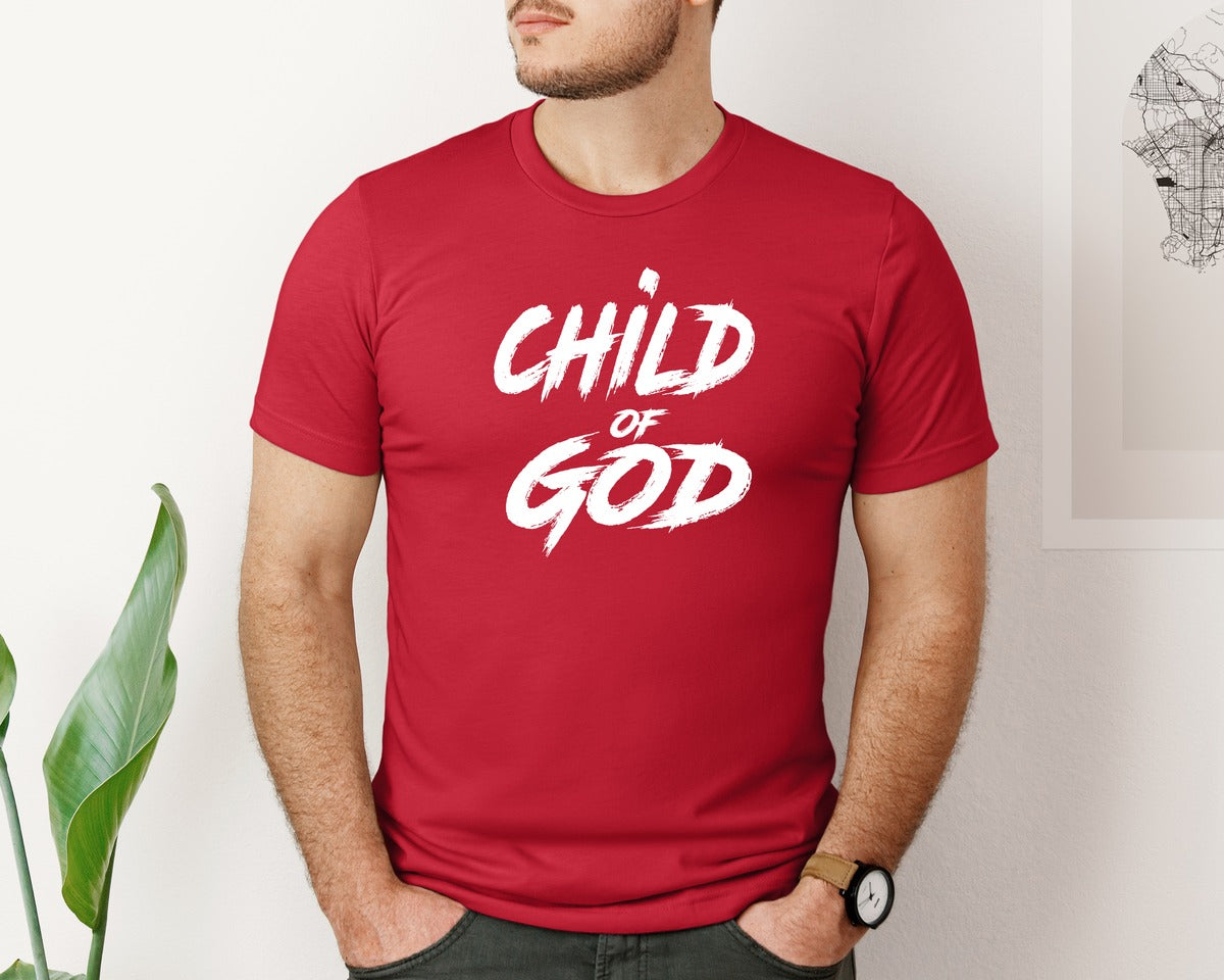 brand:Bella Canvas|color:Red|Child Of God Shirt Design Jesus 2 Graphic T-Shirt