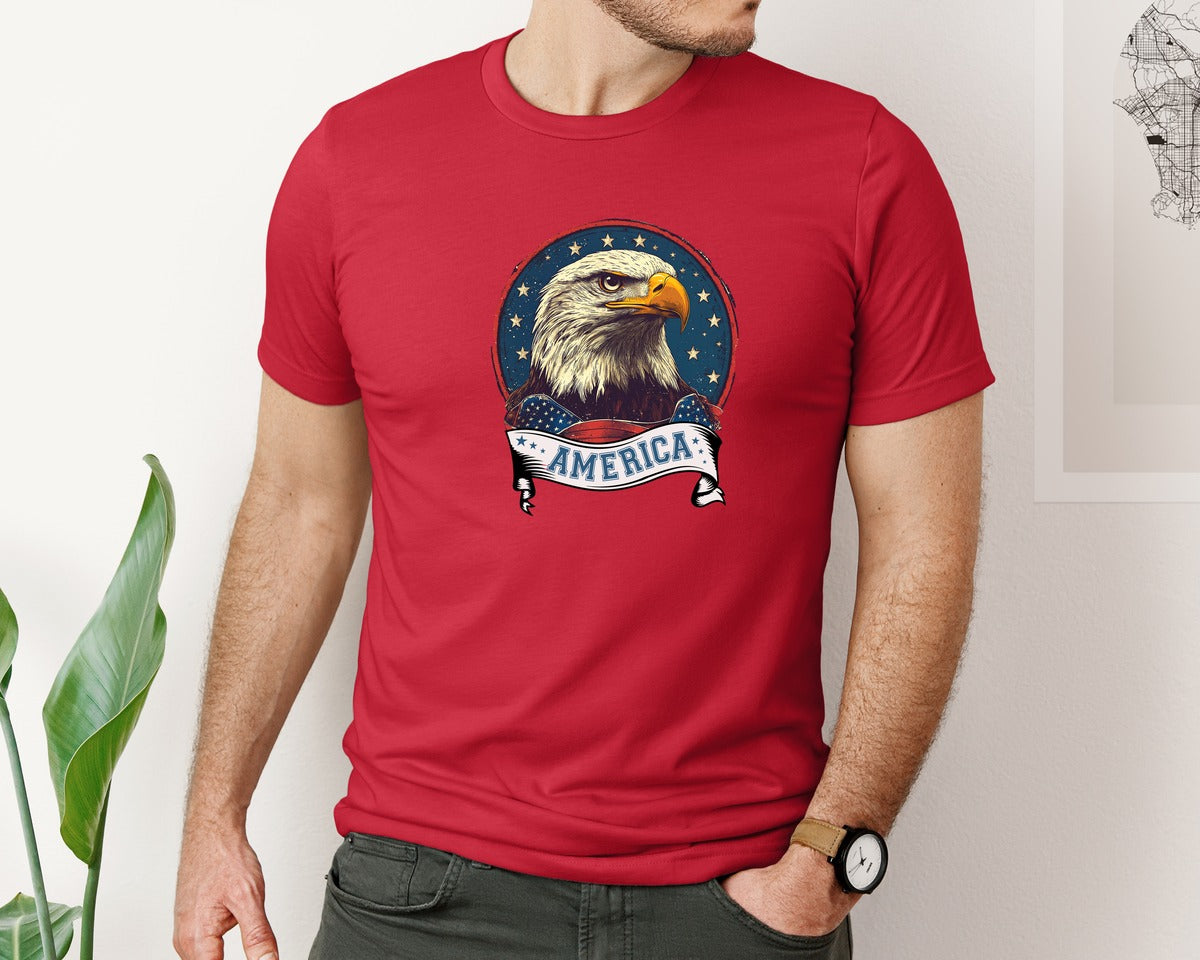 brand:Bella Canvas|color:Red|4Th Of July Patriotic America Graphic T-Shirt
