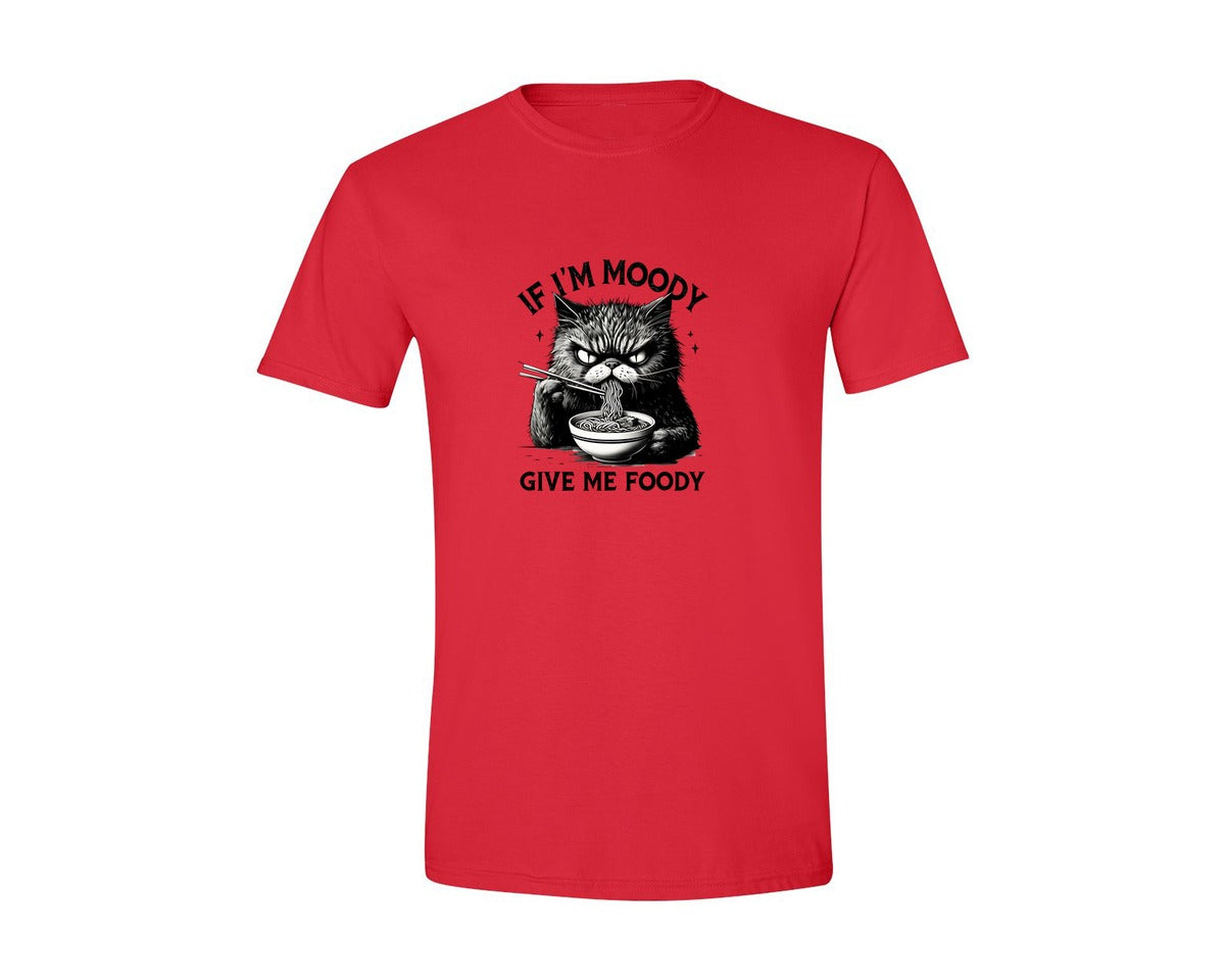 brand:Generic|color:Red|Funny Sarcastic Cat Ramen If Im Moody Graphic T-Shirt