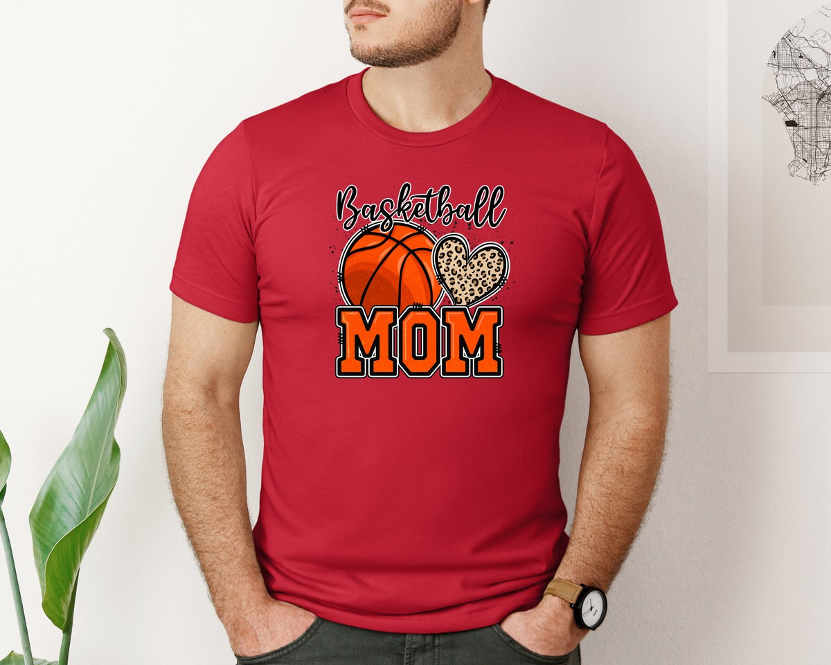 brand:Bella Canvas|color:Red|Basketball Mom Design Graphic T-Shirt