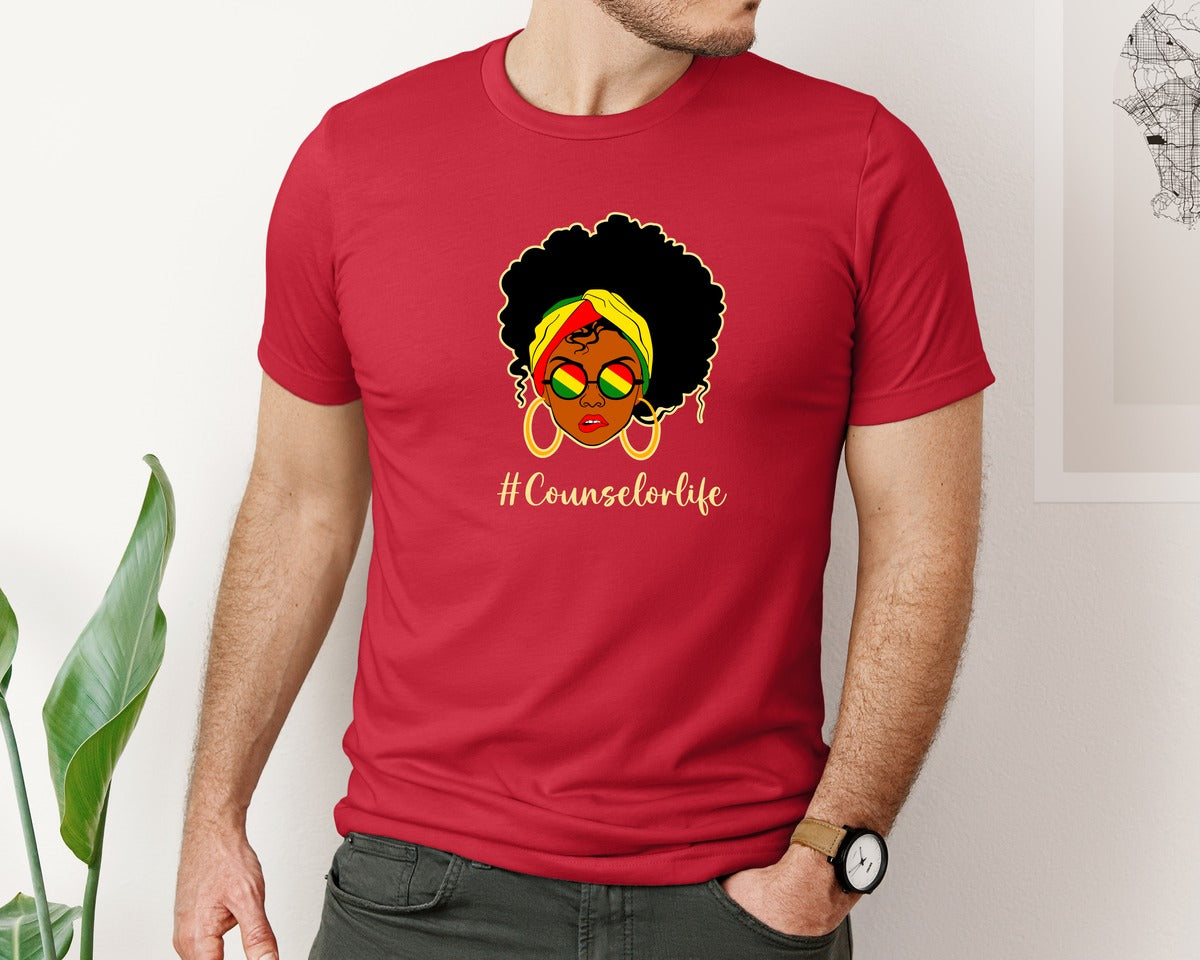 brand:Bella Canvas|color:Red|Counselor Life Career T Shirt Graphic T-Shirt
