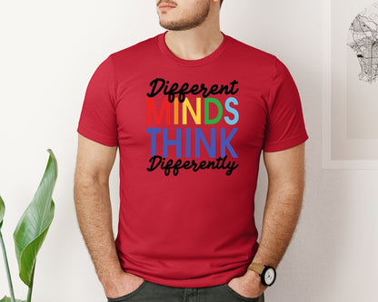 brand:Bella Canvas|color:Red|Different Minds Autism T Shirt Graphic T-Shirt