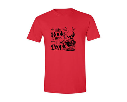 brand:Generic|color:Red|I Like Books More Than I Like People 3 Graphic T-Shirt
