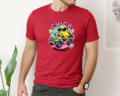 brand:Bella Canvas|color:Red|Chick Magnet Easter Chick Cool Graphic T-Shirt