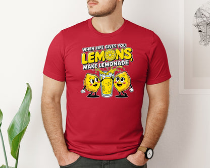 brand:Bella Canvas|color:Red|Make Lemonade Funny Lemon Puns Graphic T-Shirt
