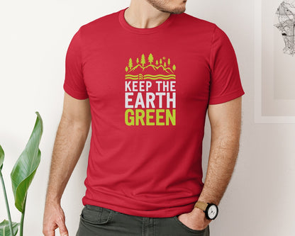 brand:Bella Canvas|color:Red|Keep The Earth Green Environment Cute Graphic T-Shirt