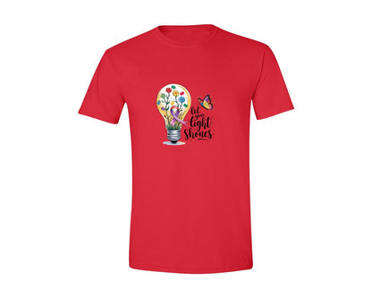 brand:Generic|color:Red|Autism Awareness Let Your Light Shine Graphic T-Shirt