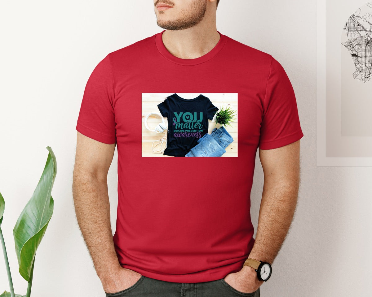 brand:Bella Canvas|color:Red|Suicide Prevention Awareness 8 Graphic T-Shirt