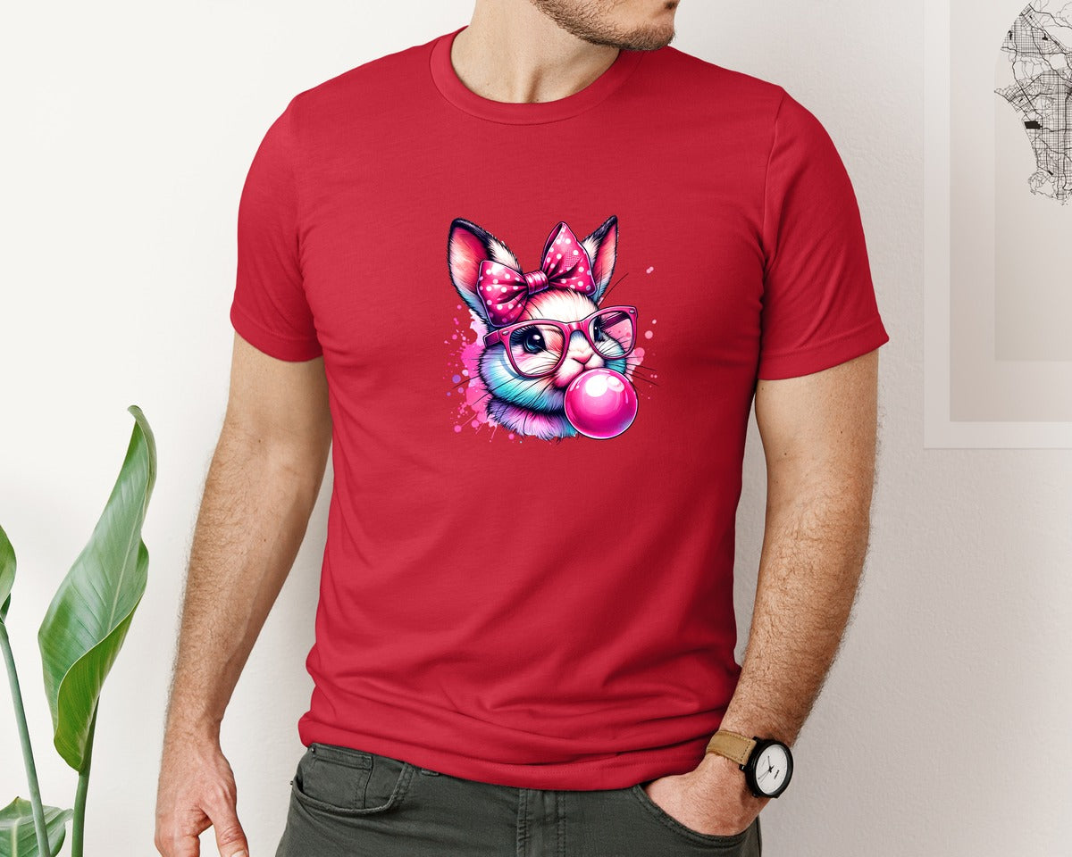 brand:Bella Canvas|color:Red|Hipster Bunny T Shirt Design Graphic T-Shirt