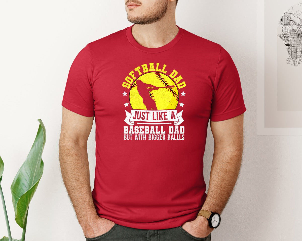 brand:Bella Canvas|color:Red|Softball Just Like A T Shirt Graphic T-Shirt