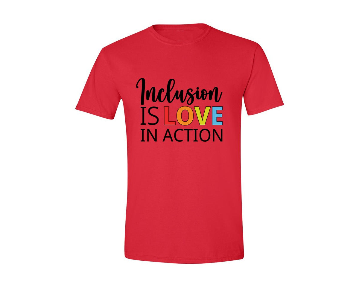 brand:Generic|color:Red|Inclusion Is Love In Action T Shirt Graphic T-Shirt