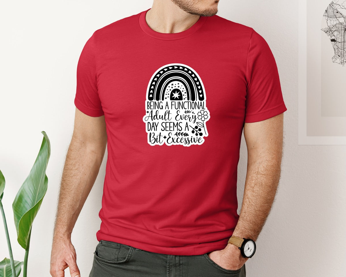 brand:Bella Canvas|color:Red|Funny Quotes Sarcastic Sticker Graphic T-Shirt