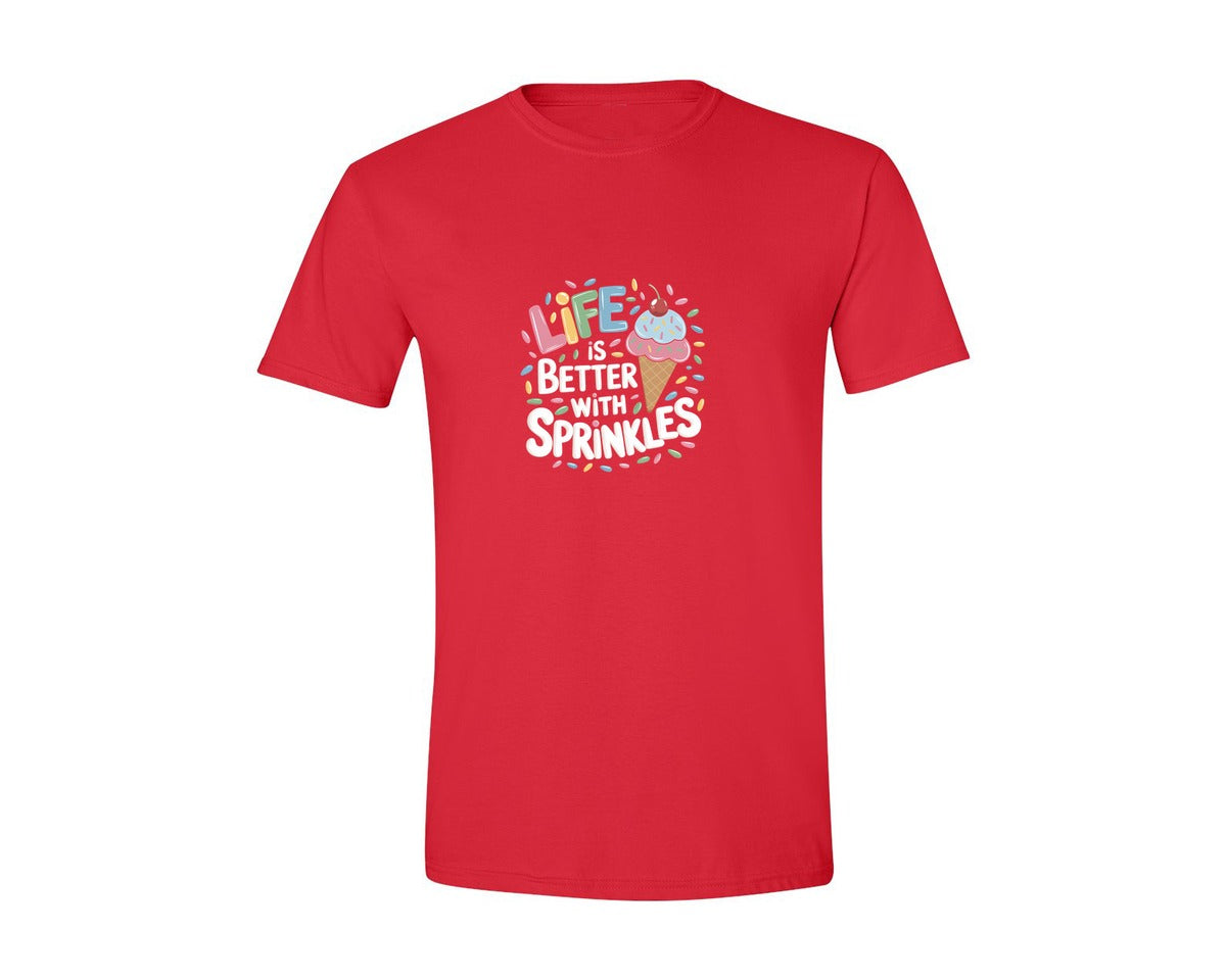 brand:Generic|color:Red|Life Is Better Sprinkles T Shirt Design Graphic T-Shirt
