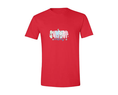 brand:Generic|color:Red|Preppy Summer Vibes Floral Summer Graphic T-Shirt